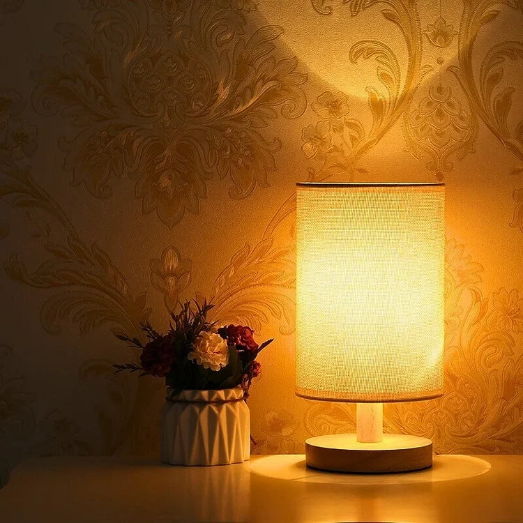 Aiko – Lampe de Table Organique en Bois & Lin avec Télécommande