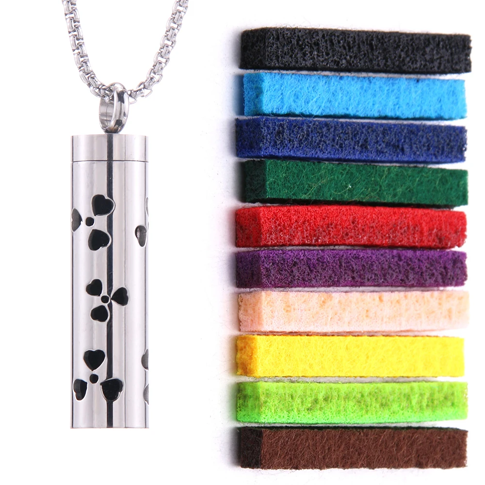 1+1 Gratuit | Collier parfumé pour femmes avec pendentif | Acier inoxydable hypoallergénique | Avec tampons parfumés | 60 cm ajustable