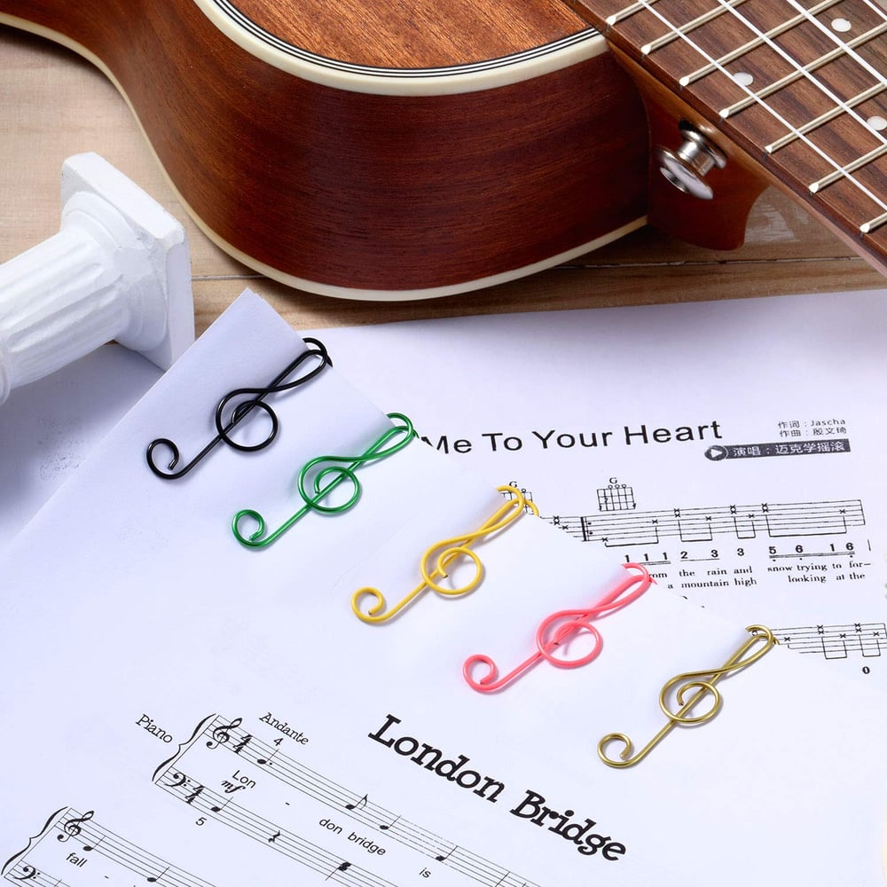 MelodyClips™ | Pince à papier en forme de notes de musique – pour l'école, le bureau et des cadeaux créatifs