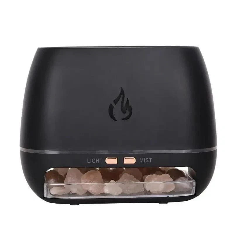 Atmosphère relaxante avec effet de feu et brume apaisante
