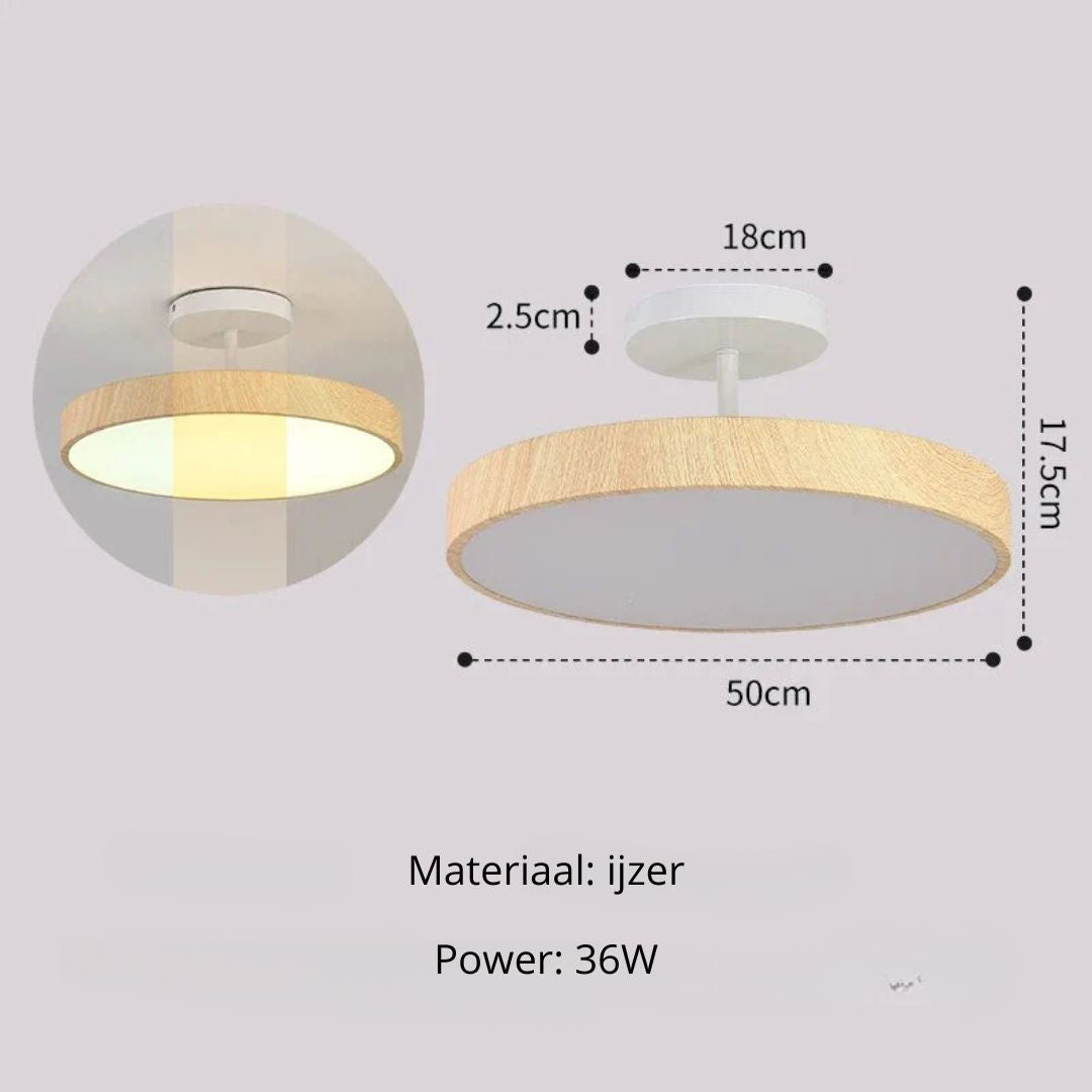 Fjell – Lampe de plafond scandinave avec effet bois et cadre doré