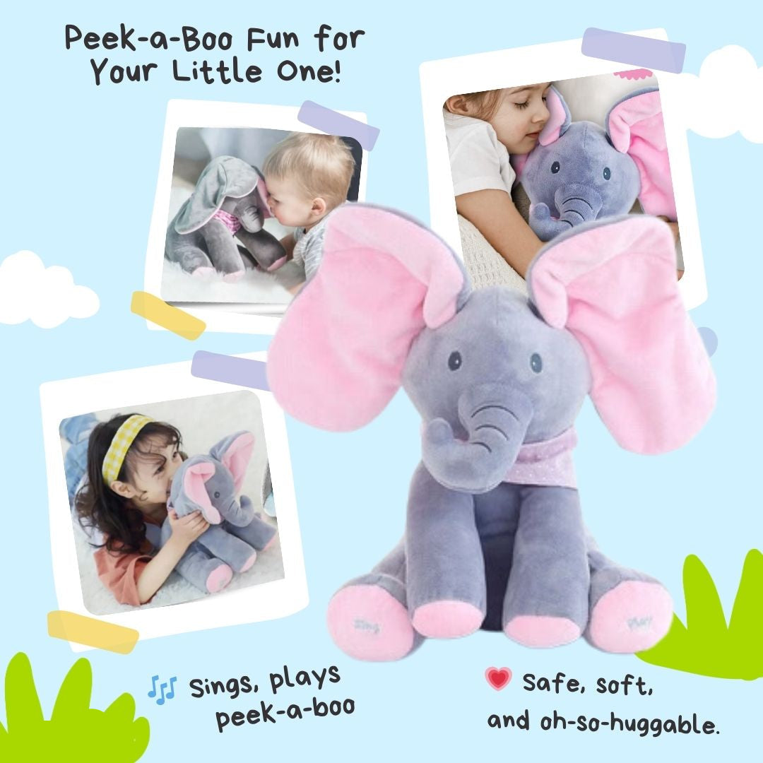 ElliJoy™ – Éléphant en peluche parlant Peek-a-Boo