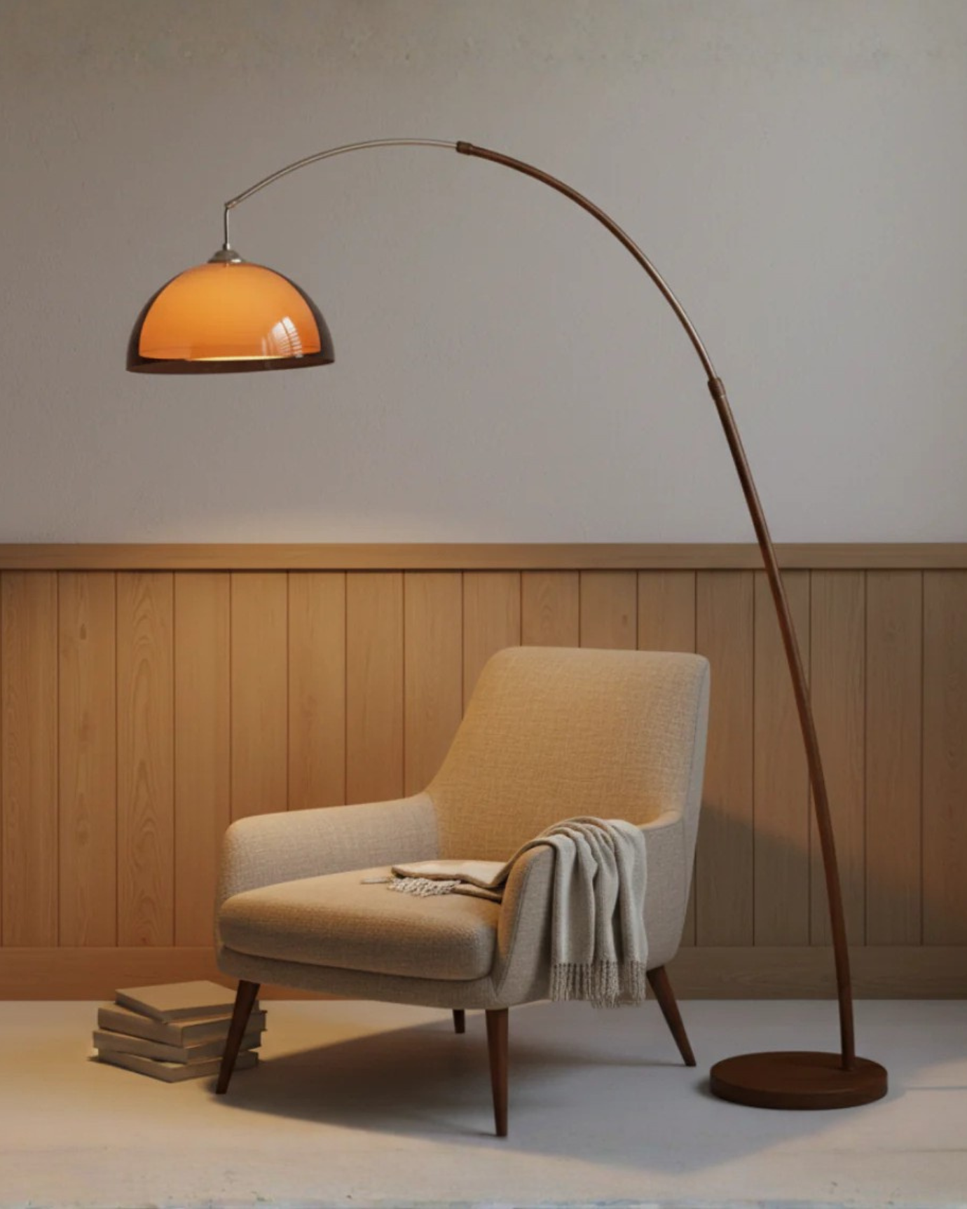 Lampadaire Ventoro Arc - Lampadaire moderne avec abat-jour en dôme chaud pour le salon