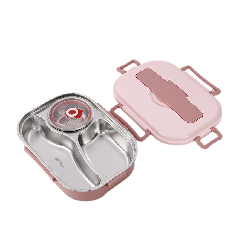 Boîte à lunch thermique en acier inoxydable – intérieur en acier inoxydable – 3 ou 4 compartiments avec bol à soupe – Horloge murale