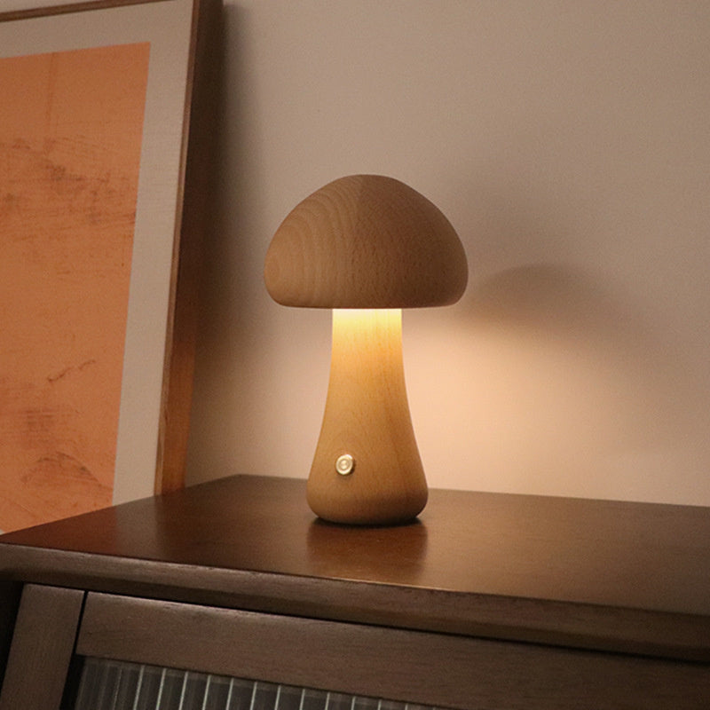 Lampe de table Vintage en bois Champignon