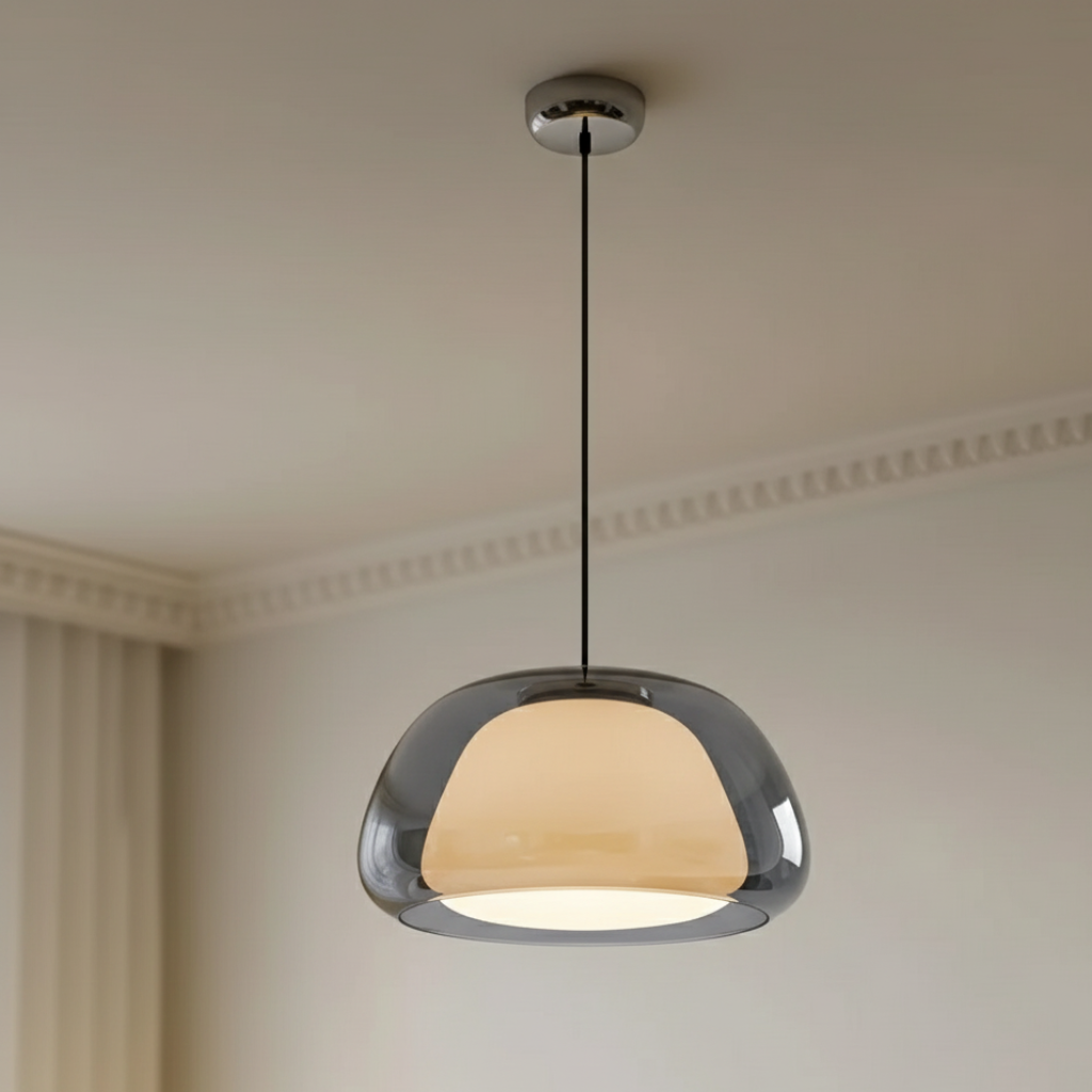 Lustre en Verre Moderne - Design de Dôme Ajustable pour Îlot de Cuisine