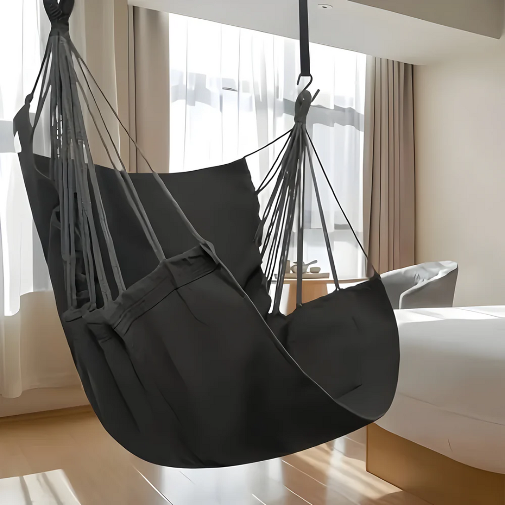 Fauteuil hamac suspendu en cordes de coton pour le jardin