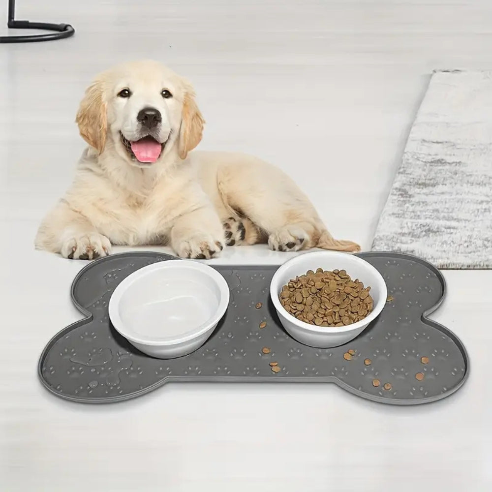Tapis de Nourriture en Silicone en Forme d'Os pour Animaux