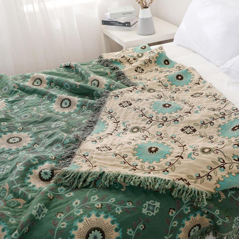 Couverture en Coton Réversible Mandala Rétro