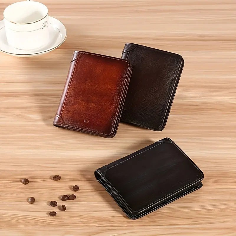 Portefeuille RFID slim bifold en cuir avec multi-poches