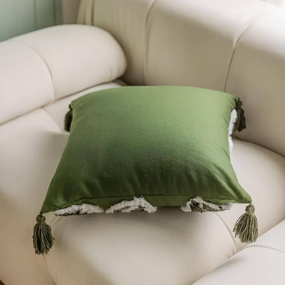 Housse de Coussin en Velours avec Frange