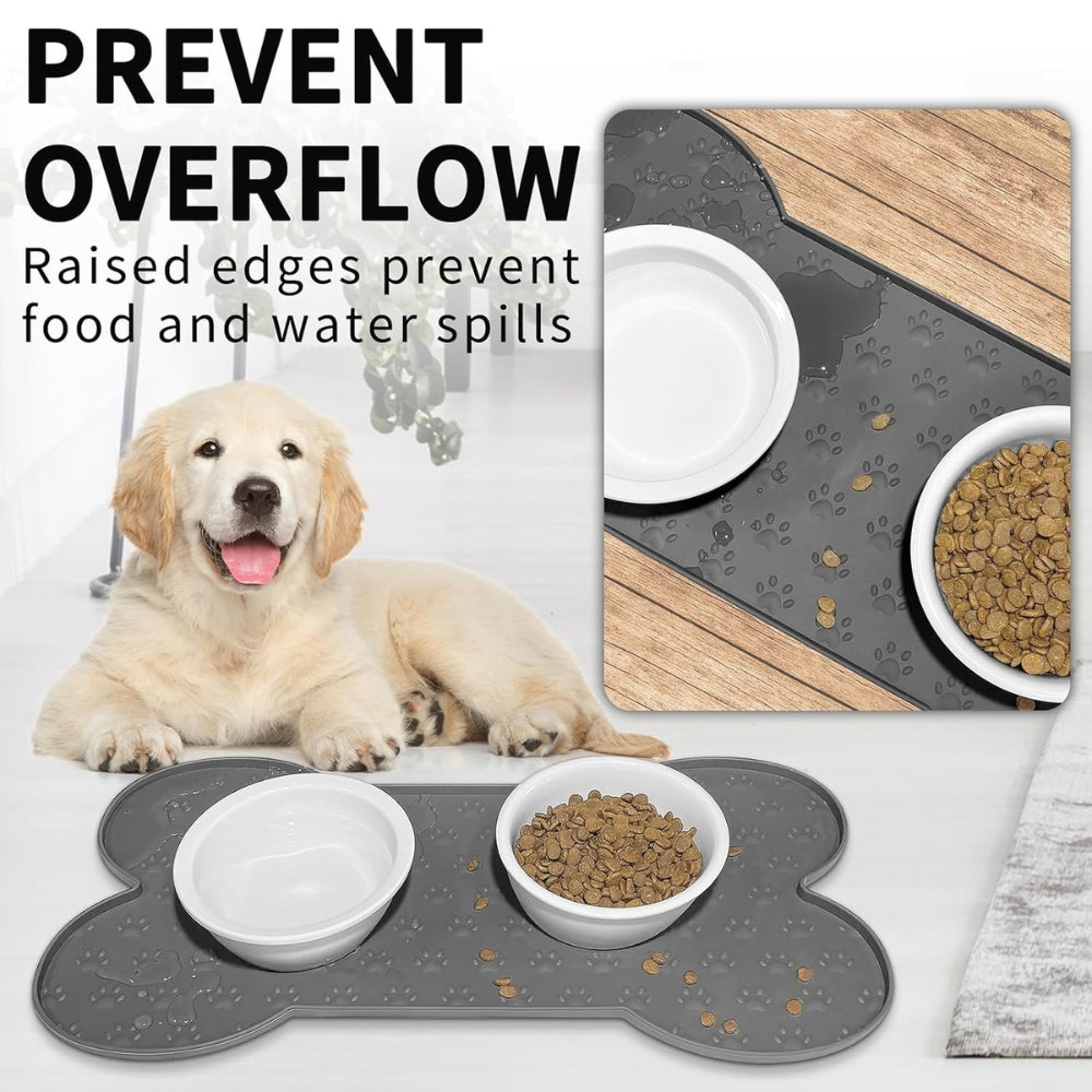 Tapis de Nourriture en Silicone en Forme d'Os pour Animaux