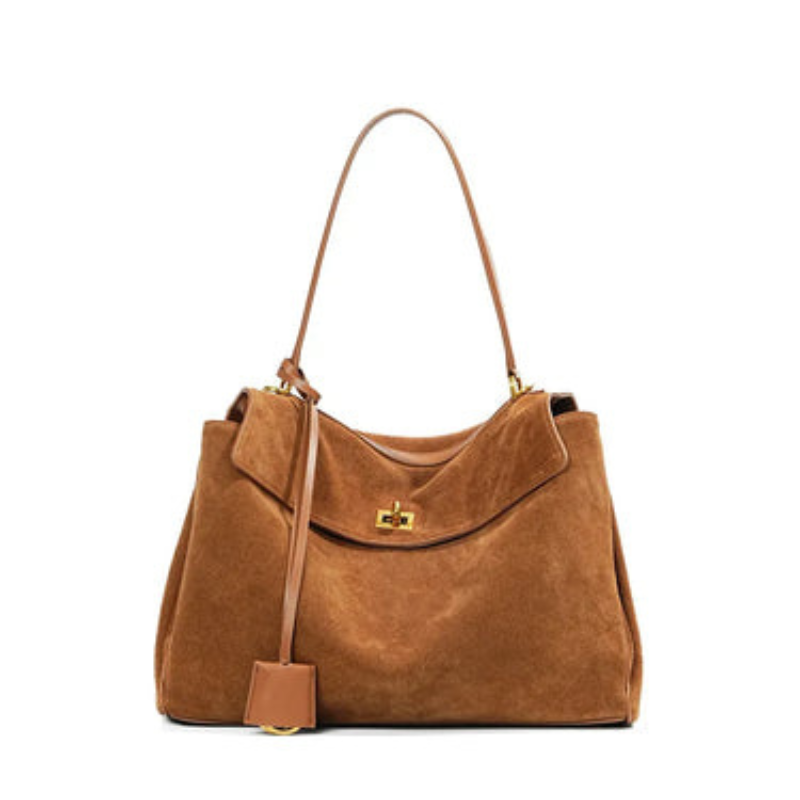 Grand sac à main rectangulaire en faux daim doux