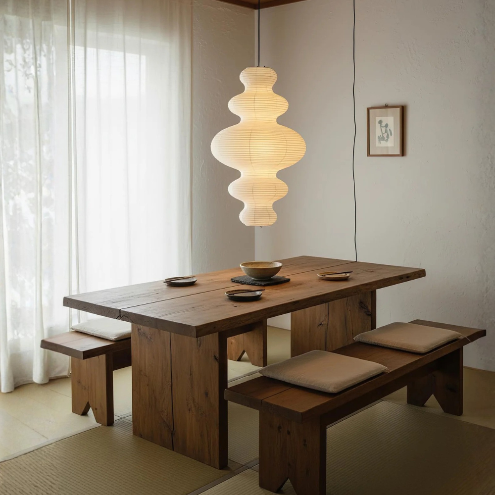 Akari Juni - Lampe Pendante en Papier de Riz Artisanale pour Éclairage de Cuisine