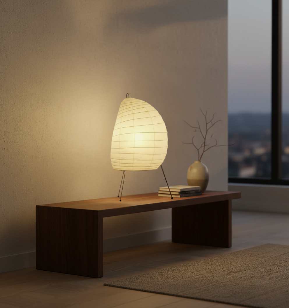 Lampe de Table Akari Washi - Lampe de Chevet Élégante avec Lumière Ambiante Douce