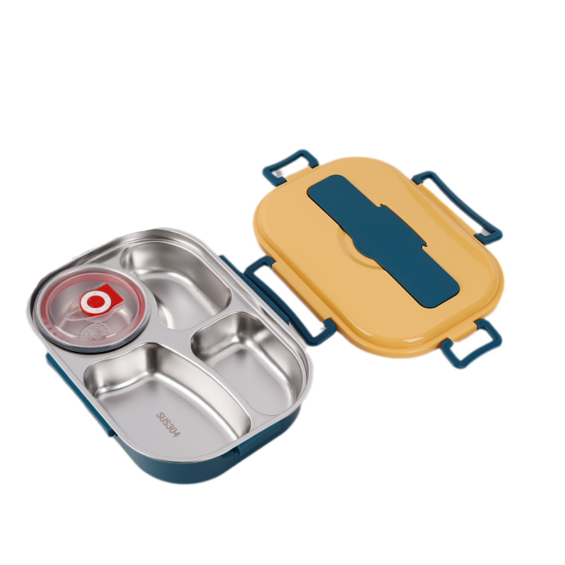 Boîte à lunch thermique en acier inoxydable – intérieur en acier inoxydable – 3 ou 4 compartiments avec bol à soupe – Horloge murale