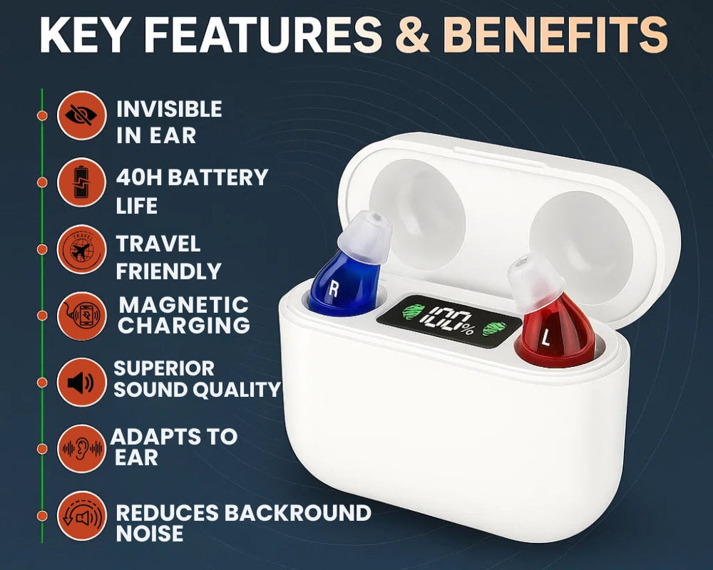 Amplificateur Auditif Invisible pour Seniors – Son Clair & Confort d'Utilisation Quotidienne