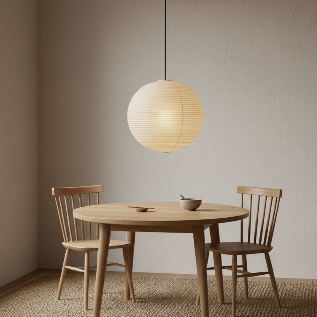 Lampe Suspendue Ronde Akari - Éclairage Suspendu Élégant avec Éclairage Ambiant