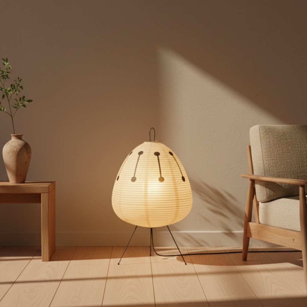 Lampe sur Pied Moderne Zylyn - Lampe Minimaliste en Papier de Riz Japonais pour Salon