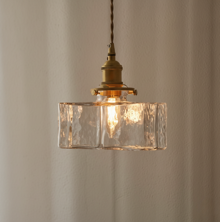 Collection Savoy | Suspension en Verre avec Finition Texturée, Style Vintage pour Éclairage de Cuisine