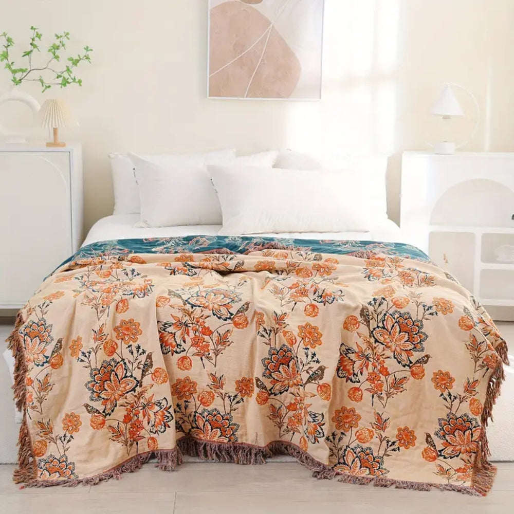 Couverture en Coton Boho Rustique et Confortable