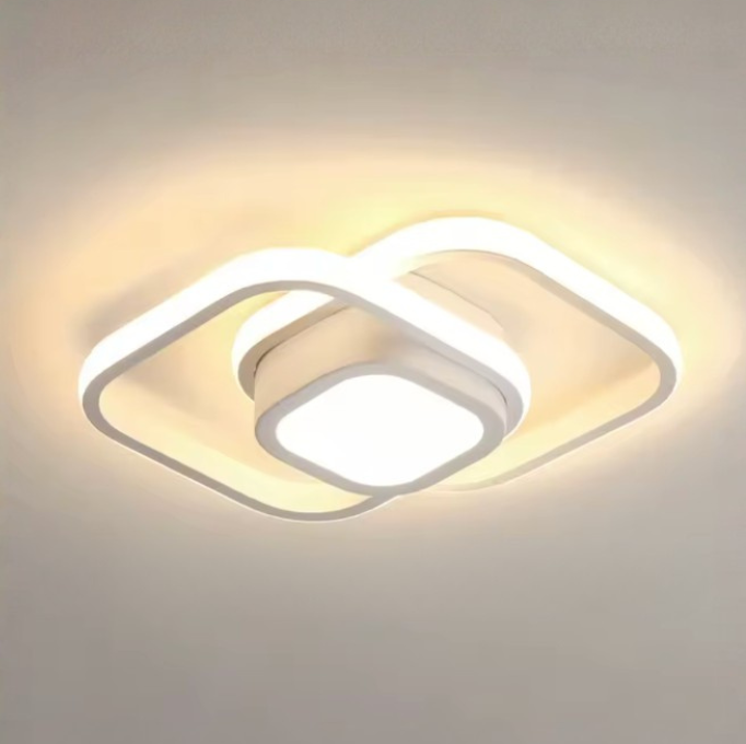 Lustre de plafond à double anneau élégant - Luminaire LED moderne