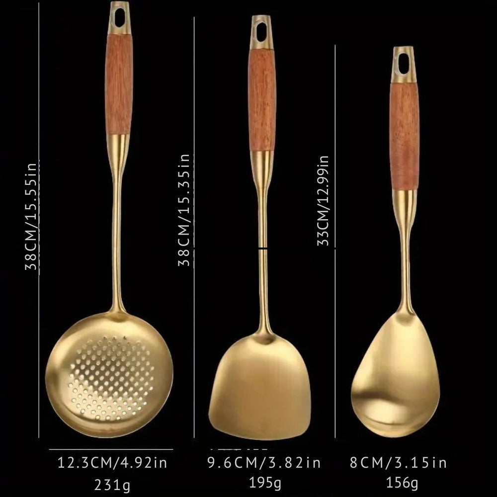 Ustensiles de Cuisine Dorés Choix du Chef | Set de 6 pièces