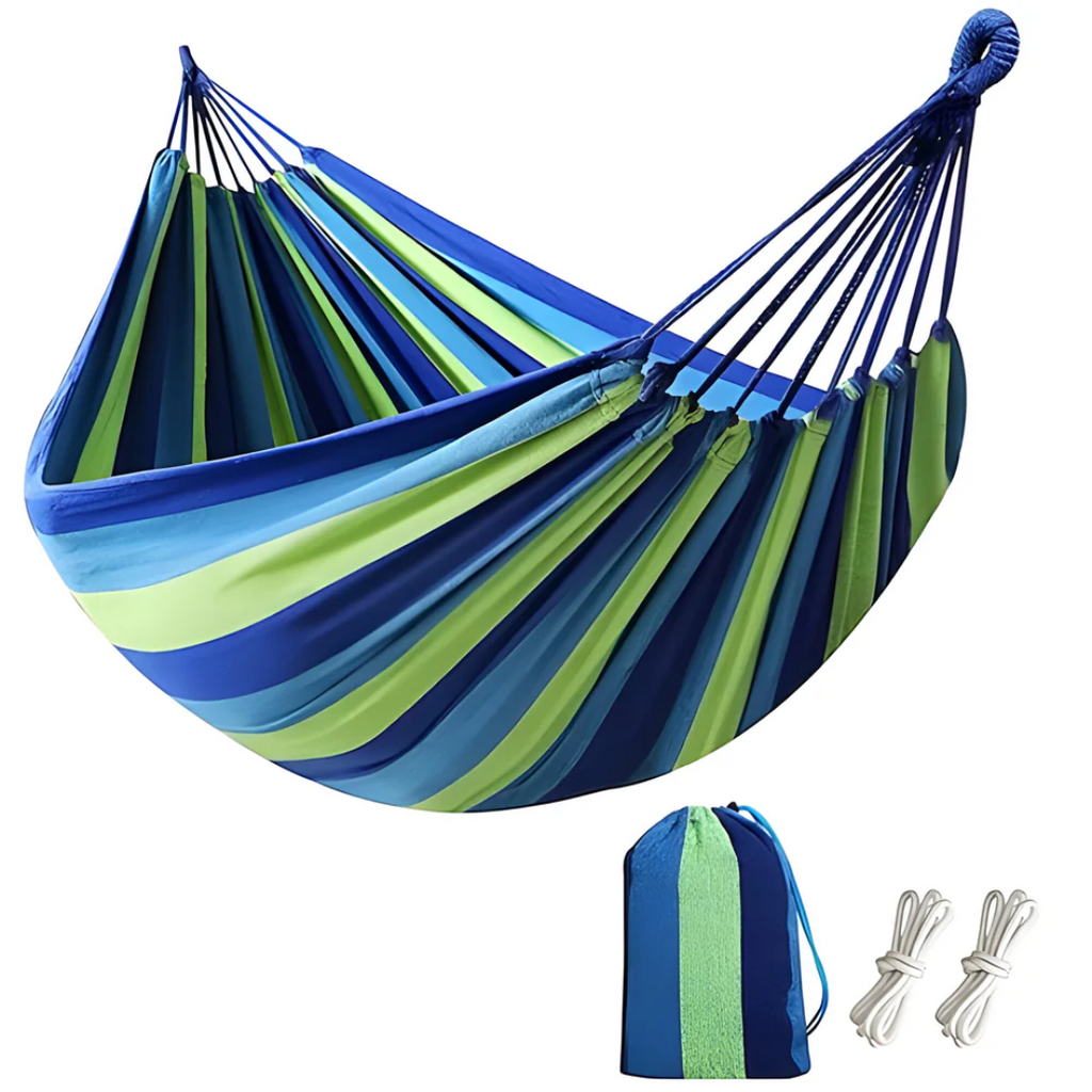 Hamac de jardin coloré en tissu rayé pour se détendre