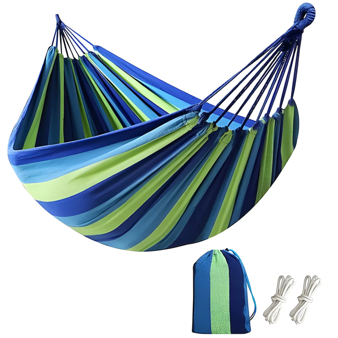 Hamac de jardin coloré en tissu rayé pour se détendre