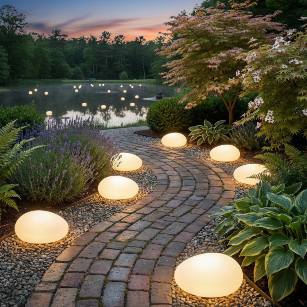 LunaStone | Lumière de Pierre Pebble Solaire d'Extérieur, Lumière LED Étanche pour Chemin de Jardin