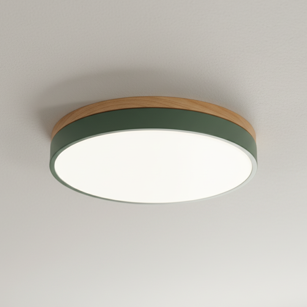 Lumière de plafond encastrée Horizon - Design moderne ultra-fin avec accent en bois