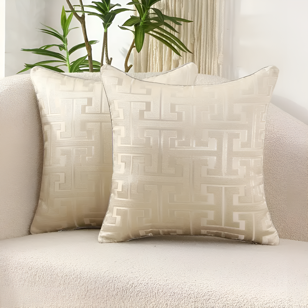 Housse de Coussin de Luxe en Jacquard Géométrique