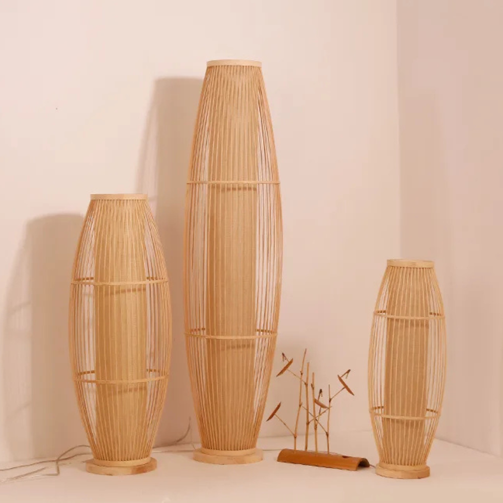 BambooGlow | Élégante lampe de table et de sol moderne éco-responsable pour le salon