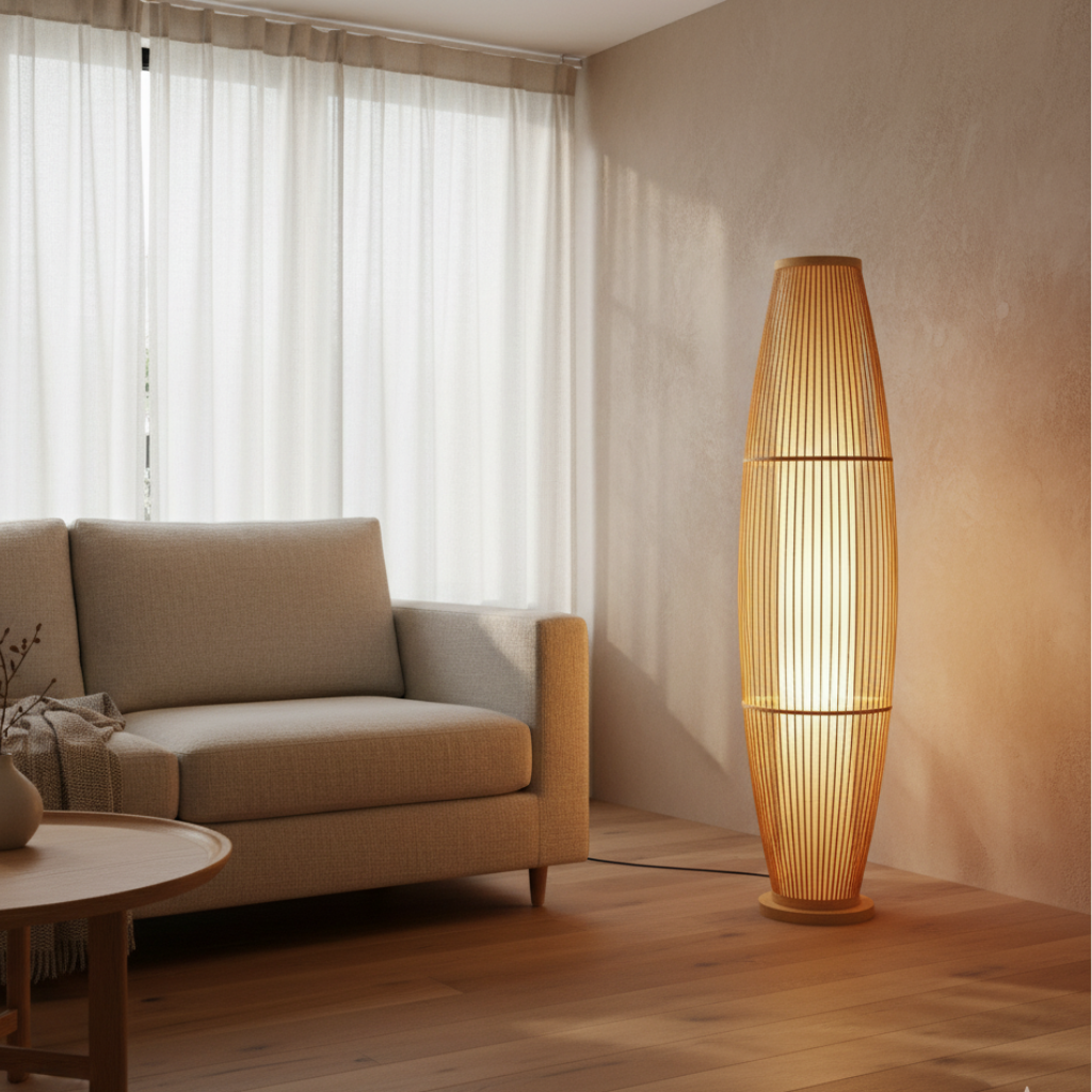BambooGlow | Élégante lampe de table et de sol moderne éco-responsable pour le salon
