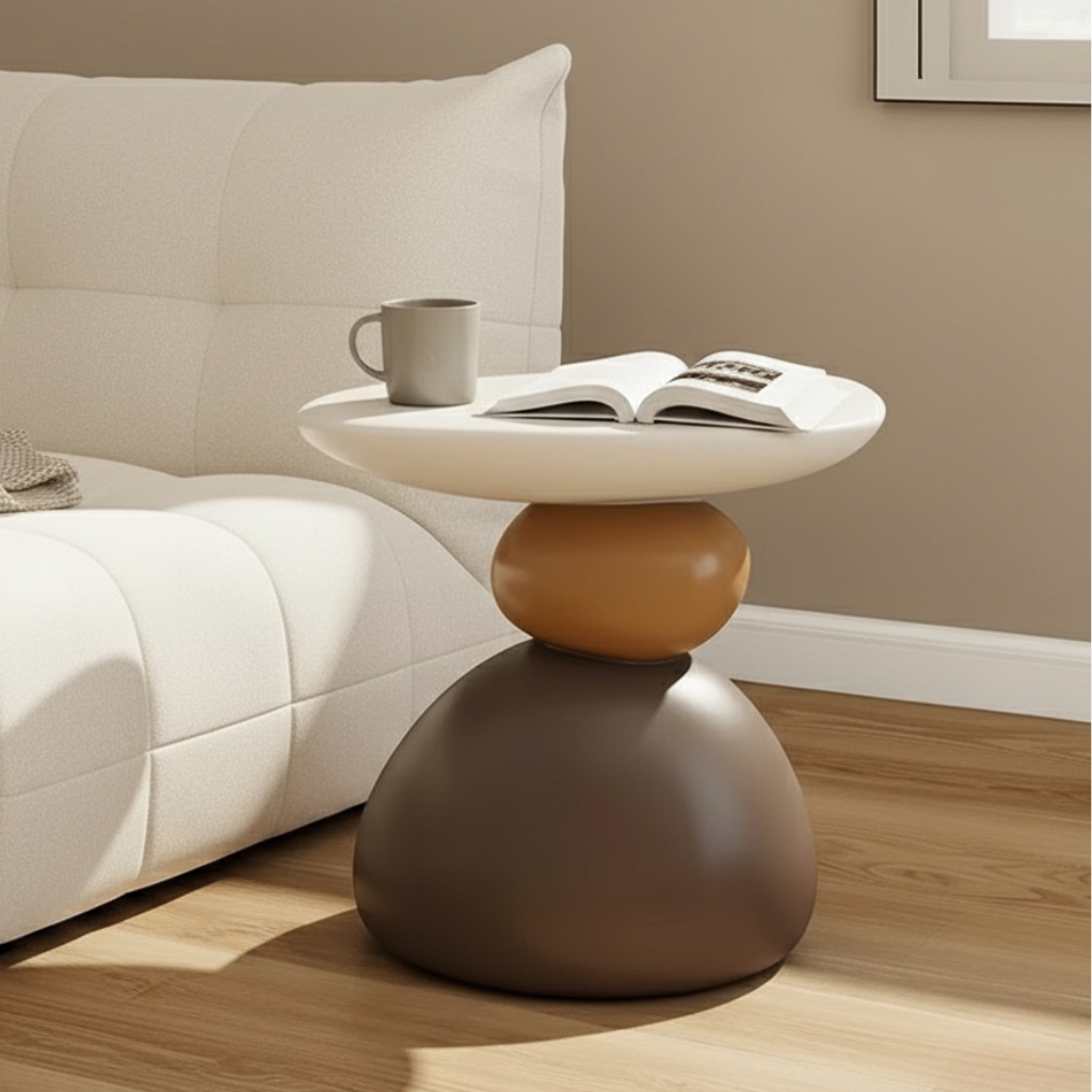 Table d'appoint en pierre moderne minimaliste - Design scandinave pour salon ou chambre