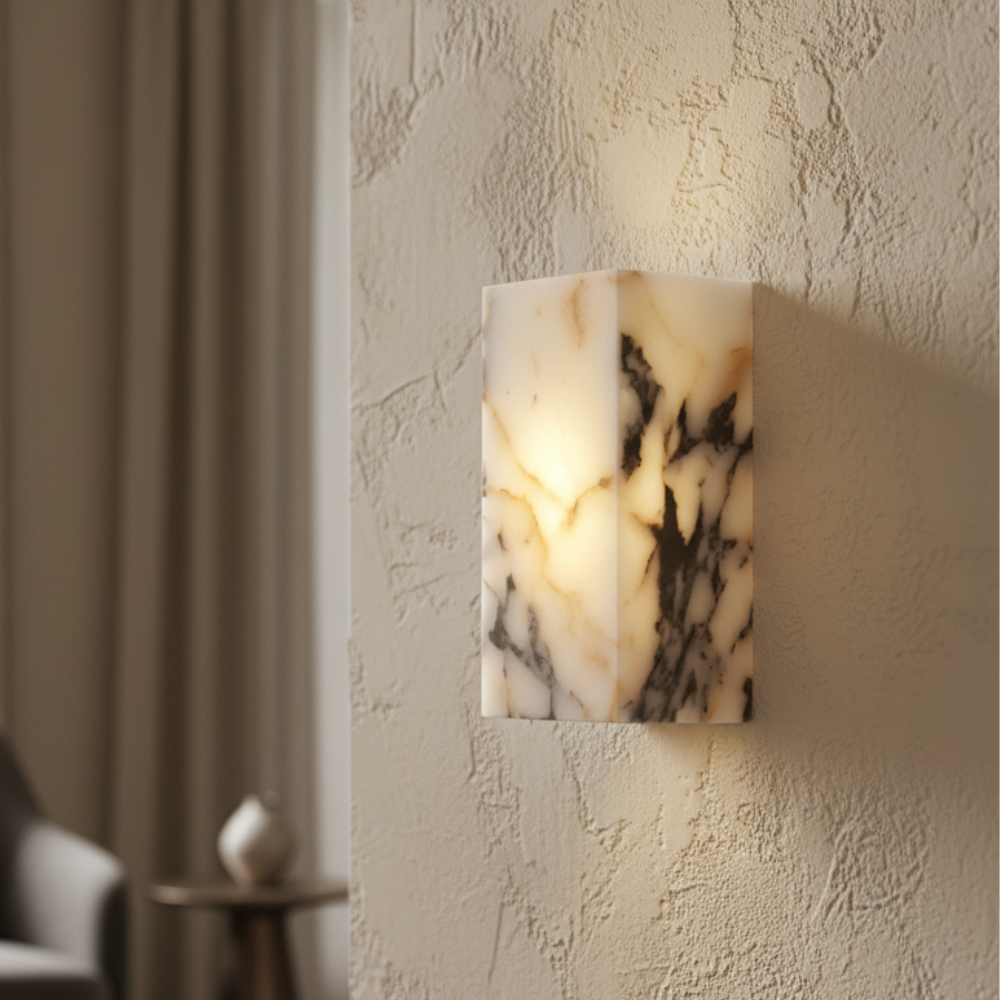 Applique Murale en Marbre Scandinave - Applique en Marbre Naturel avec LED Intégrée