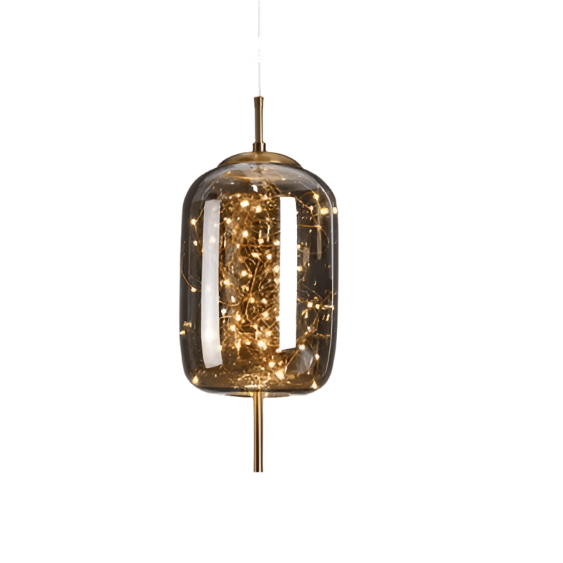Suspension en Verre Marron avec Plusieurs Lumières