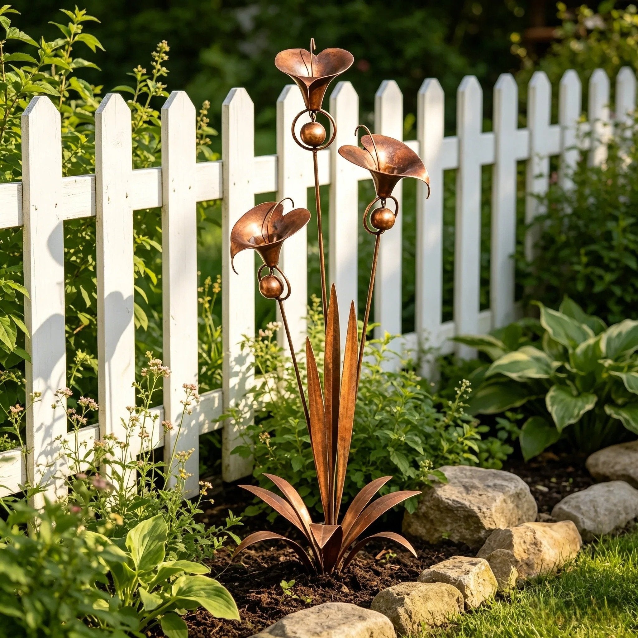 Décoration de jardin en fer avec carillon éolien