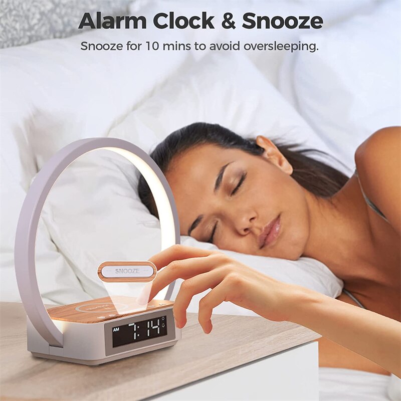 Lampe de chevet sans fil 3 en 1 avec fonction réveil