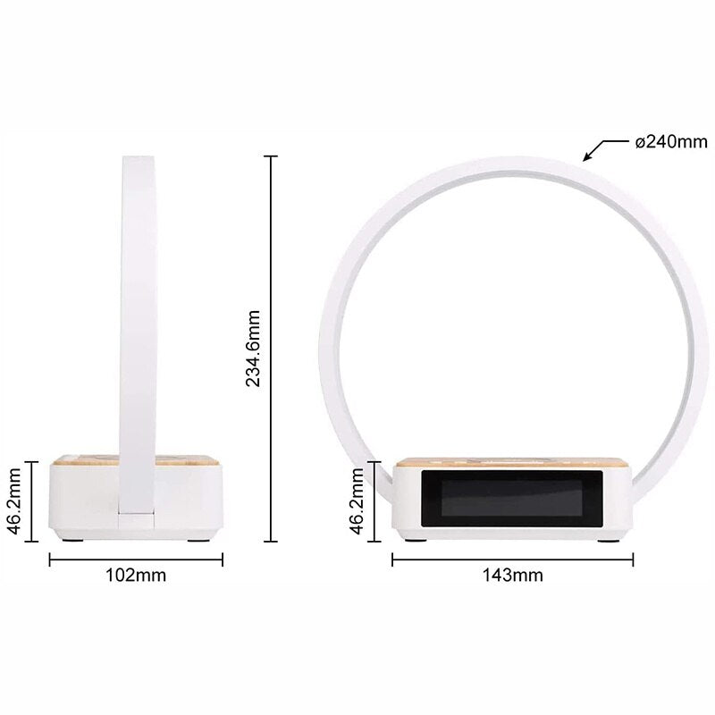 Lampe de chevet sans fil 3 en 1 avec fonction réveil