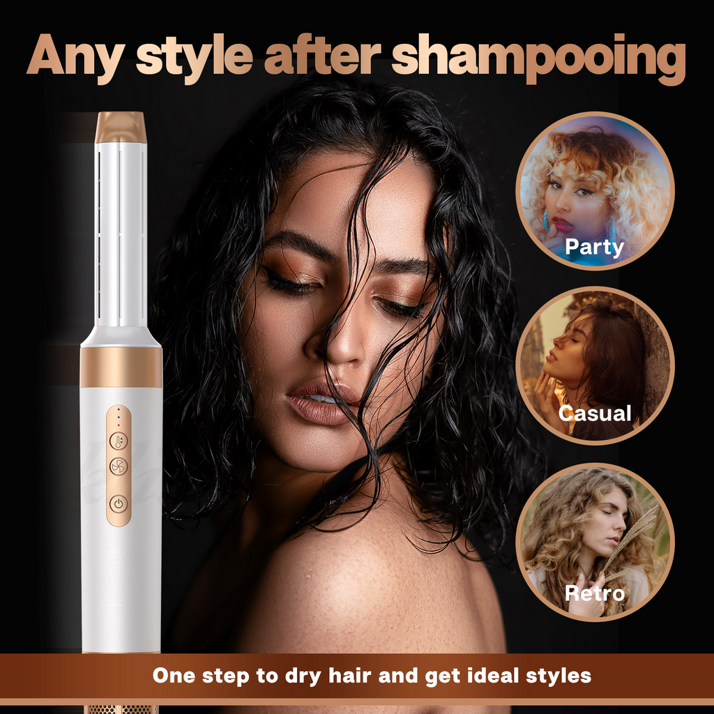 Skanto | 7-en-1 Airwrap Coiffeur | Boucles, lisse & volume | Air chaud/froid