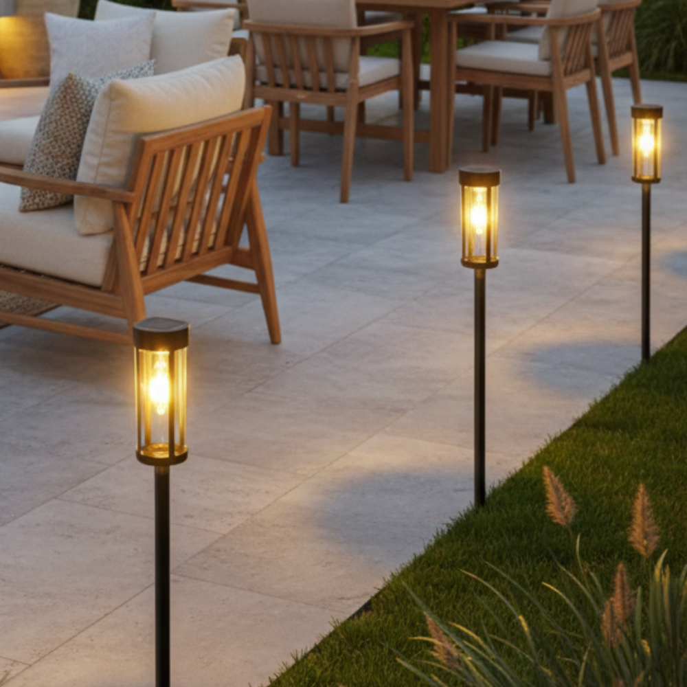 Éclairages de Cheminée de Jardin Solaire Élégants - Lampes à Piquet LED pour Éclairage de Chemin