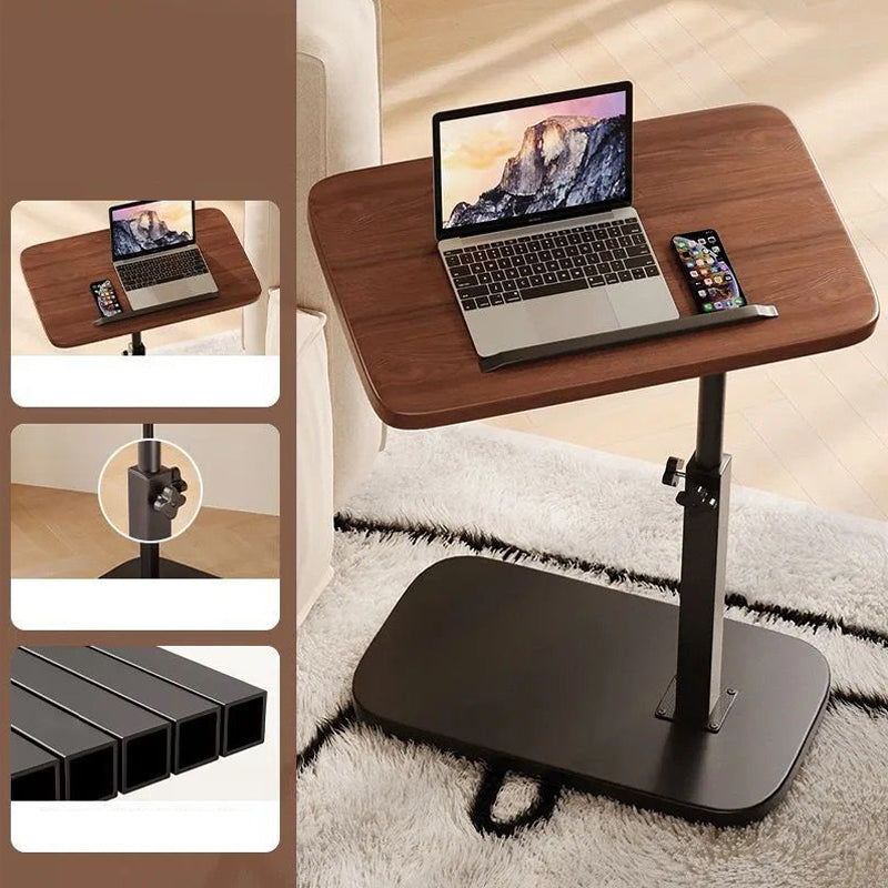 Table d'appoint réglable avec roulettes | Table pour ordinateur portable/lit réglable en hauteur et en inclinaison | Design en C gain de place pour canapé et lit | Facile à déplacer