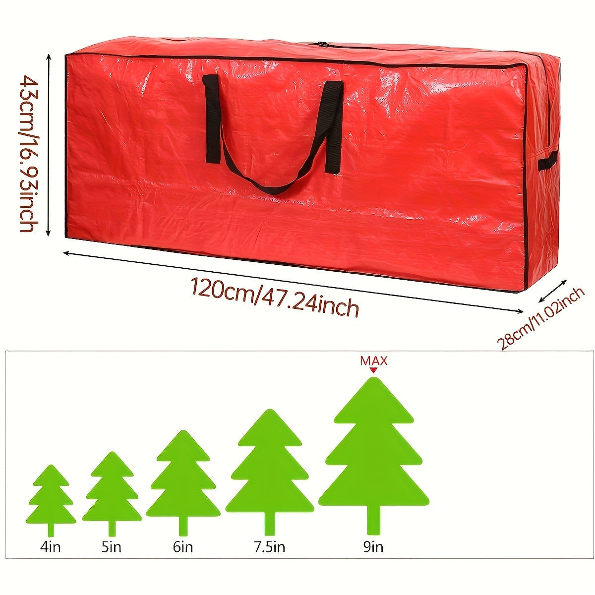 Grand sac de rangement pour arbres de Noël artificiels – Modèle TreeTote en polyester imperméable et résistant