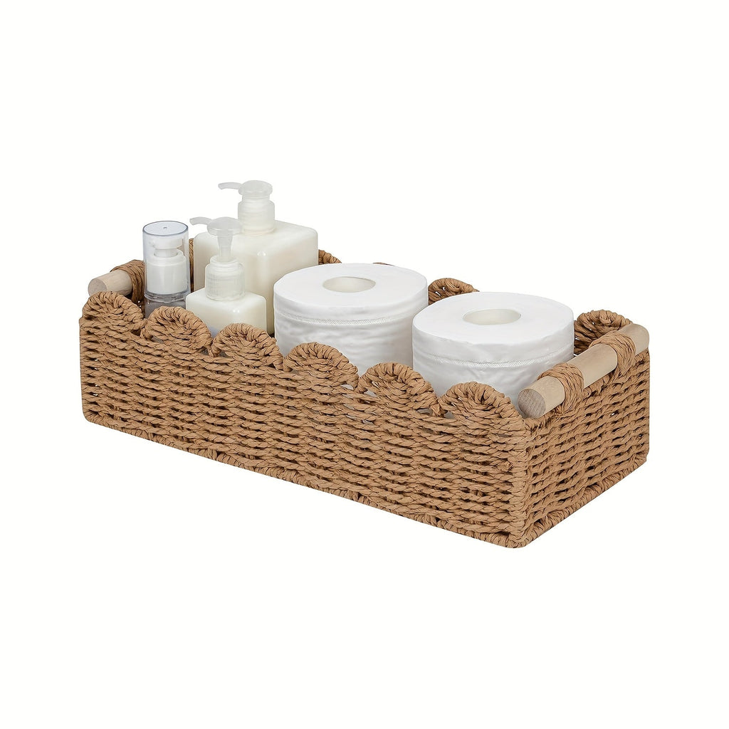 Panier de Rangement Tissé Boho avec Bord en Éventail – Décoratif et Pratique pour Tout Intérieur