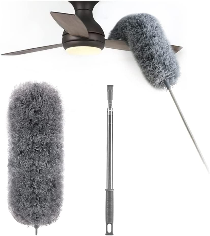 FlexDuster | Duster télescopique avec tête en microfibre extra longue (3 têtes de nettoyage de remplacement gratuites)