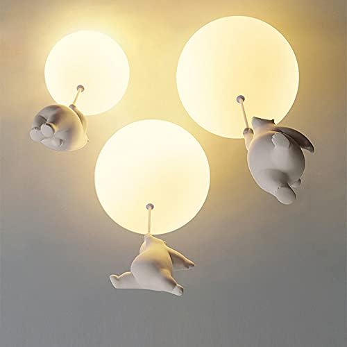 Lampe de Plafond Ludique avec Ours et Lumières en Ballon pour Chambre d'Enfant