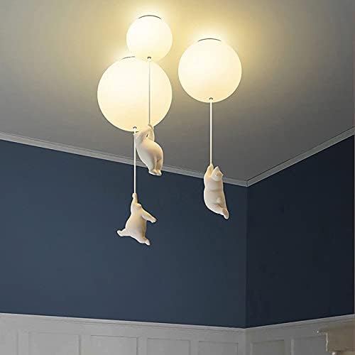Lampe de Plafond Ludique avec Ours et Lumières en Ballon pour Chambre d'Enfant