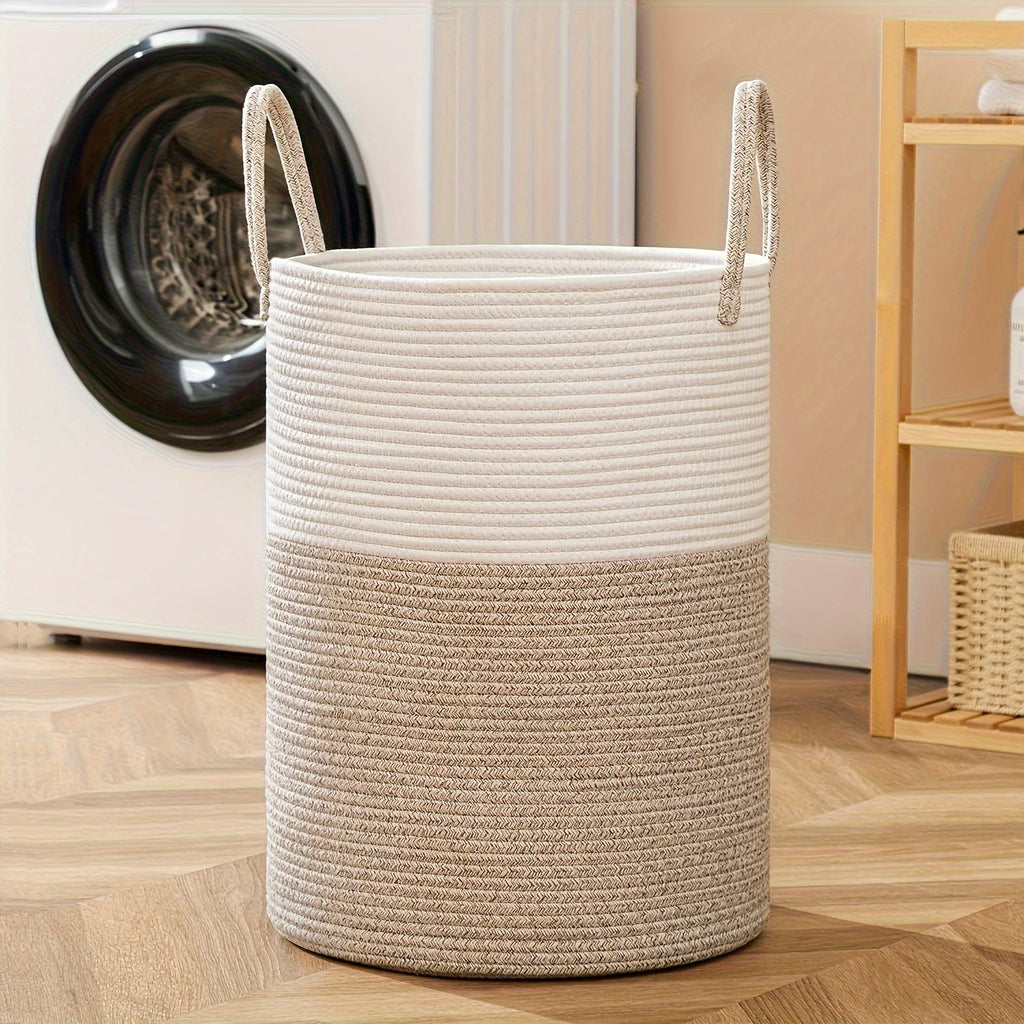 Panier à Linge Élégant Bicolore - Espace pour Plus, Pratique et Durable