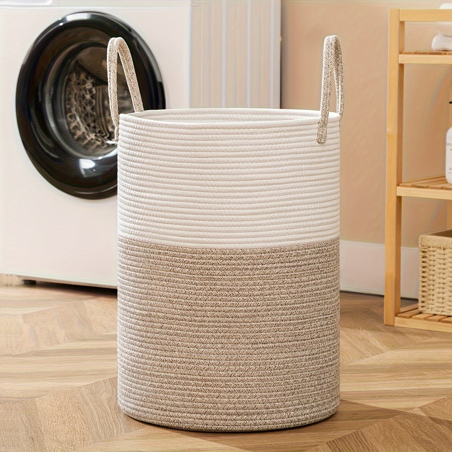 Panier à Linge Élégant Bicolore - Espace pour Plus, Pratique et Durable